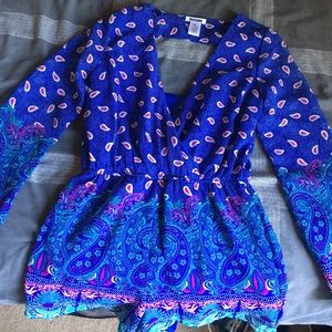 Blue multicolor paisley romper